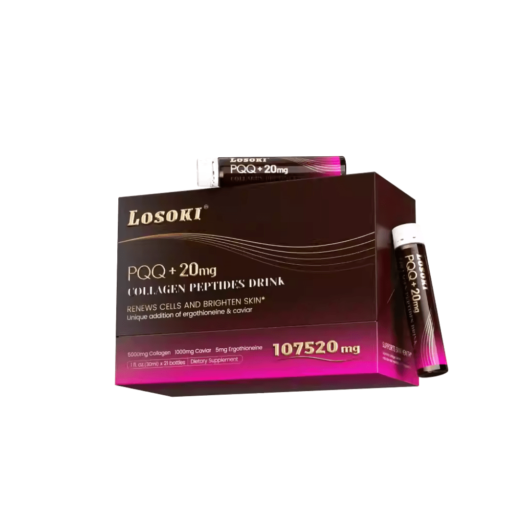 【預購8折】Losoki 麥角硫因 PQQ 煥顏飲|50mg EGT × 20mg PQQ × 1000mg 魚子醬 × 口服逆齡煥膚飲