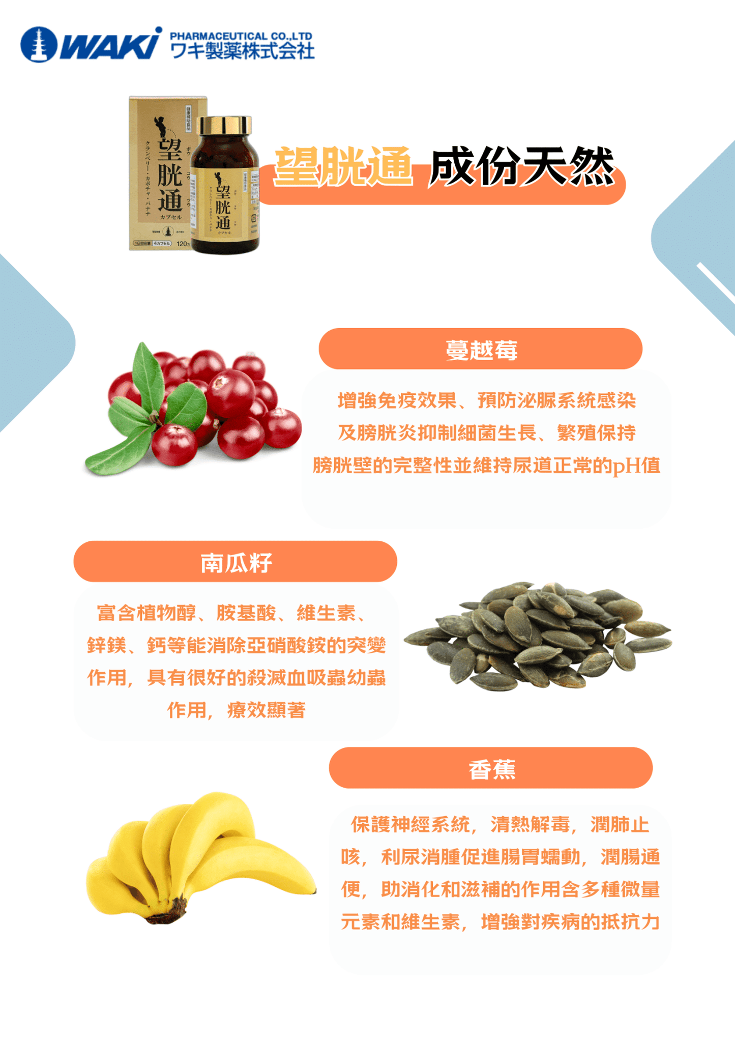 WAKi 望胱通|クランベリー含有食品 × 植物力呵護 × 預防泌尿感染 × 改善尿頻尿急 × 日本專利泌尿系統守護配方