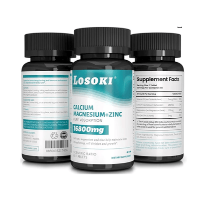 Losoki 鈣鎂鋅+ 維他命D補鈣片｜加強骨骼 × 補鈣補鎂補鋅 × 維他命D助吸收 × 全面提升免疫力