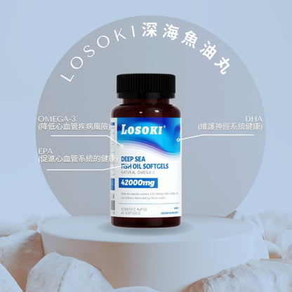 Losoki Omega-3 深海魚油｜護心健腦 × 增記憶 × 血管健康 × 抗氧化滋養 × 全面提升健康